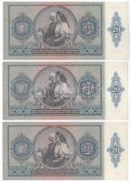 1941. 20P (3x) közeli sorszámok "C 037 051243", "C 037 051221", "C 037 0512...