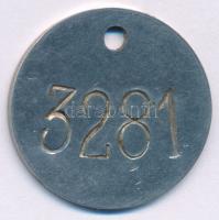 DN "HUB" nikkelezett bányászbárca(?) "3281" sorszámmal (30mm) T:XF