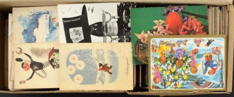 Sok száz darabos modern üdvözlő képeslap tétel hosszú dobozban