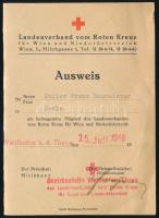 Ausztria 1949 Vöröskereszt igazolvány benne és hozzá tagdíj bélyegek