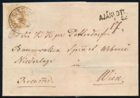 1867 15kr on registered cover "NAGY SZEBEN" - "WIEN", 1867 15kr ajánlott levélen "NAGY SZEBEN" - "WIEN"