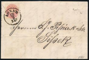 1864 5kr on domestic cover "AGRAM" - Sissek, 1864 5kr távolsági levélen "AGRAM" - Sissek