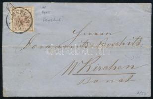 1855 6kr HP III fine print on cover "TEMESVÁR" - "BAN. WEISKIRCHEN", 1855 6kr HP III finom nyomat levélen teljes tartalommal "TEMESVÁR" - "BAN. WEISKIRCHEN"