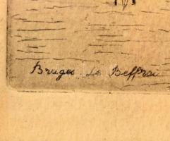 Jelzés nélkül: Bruges (Brugge). Rézkarc, papír. üvegezett keretben. 14x9 cm