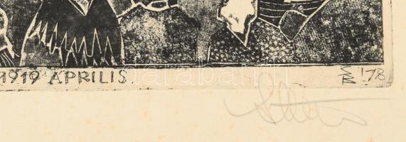 Stettner Béla (1928-1984): Fegyverbe! Munkászászlóaljak szemléje az egykori Andrássy úton, 1919. Réz...