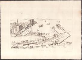 Olvashatatlan jelzéssel: Koper látképe. Rézkarc, papír, lapszéli kisebb elszíneződéssel, 19,5x29,5 c...