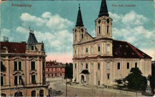1918 Zalaegerszeg, Római katolikus templom, Heincz János üzlete, könyvnyomda (EM)