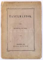 Hunfalvy Pál: Tanulmányok. Hunfalvy Pál összegyűjtött munkái. I. köt. Bp., 1873., Ráth Mór, IX+2+368 p. Első kiadás. Kiadói kissé sérült papírborítóval