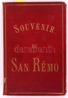 ca 1890 San Remo souvenir. 14 db kabinetfotót tartalmazó leporello füzet vasútállomás, casino, stb. Festett egészvászon kötésben. Gerincén kis sérüléssel. /         ca 1890 San Remo souvenir. Leporello booklet containing 14 cabinet photographs railway station, casinos, etc. Painted full-cloth binding. Small damage to the spine.