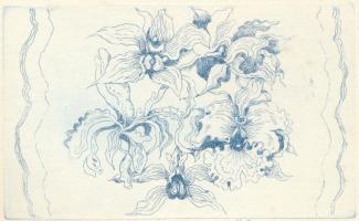 Ábrahám Rafael (1929-2014): Virágok. Rézkarc, papír, jelzett, 10×17 cm