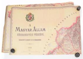 2007 A Magyar Állam közigazgatási térképe, az 1900-ban megjelent térkép hasonmás kiadása, nagyméretű térkép, feltekerve, eredeti karton hengerben.