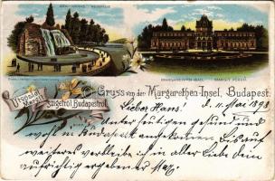 1898 (Vorläufer) Budapest XIII. Margitsziget, gyógyforrás, Margit fürdő. Louis Glaser Art Nouveau, floral, litho (EB)
