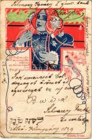 1899 (Vorläufer) Alles strebt dem Lichte zu mit den sehnlichstem Verlangen... Franz Schöler Wien XIX. / Art Nouveau lady s: G. Liberali (kopott sarkak / worn corners)