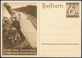 1936 Hitler autópályát épít díjjegyes levelezőlap, használatlan