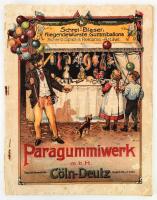 cca 1890 Schrei-Blaser fliegende würste Gummiballons Scherz-Spiel &amp; Reklame-Artikel Paragummiwerk m.b.H., katalógus színes litográf illusztrációkkal, sérült borító