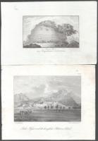 cca 1850 2 db litográfia és metszet Kabulról, 12×17 és 16×20 cm