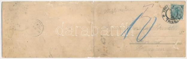 1903 Trieste, Trst, Trieszt; Panorama von Triest, Blick von Opcina aus / 2-részes kihajtható panorám...