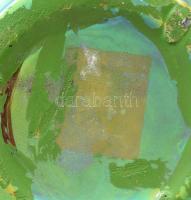 Zsolnay eozin mázas, kínáló tál plasztikus tóparti jelenettel, jelzett, hibátlan 12x9x8 cm