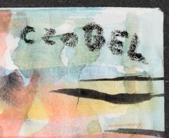 Czobel jelzéssel: Virágok. Akvarell, papír, paszpartuban, 28,5x18,5 cm