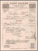 1937 Bp., Kont Oszkár Szikvízgépgyár és Szifonfejöntöde fejléces számla