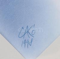 Cakó Ferenc (1950-): Merengő (cím nélkül), 1998. Airbrush, papír, jelzett. Üvegezett, kissé kopott k...