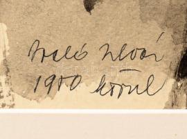 Arató István (1922-2010): Merengő, tus, papír, jelzett, paszpartuban, 34×32 cm