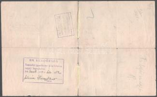 1924 Teljes születési anyakönyvi kivonaton Békéscsaba 10.000K városi illetékbélyeg elcsúszott értéks...