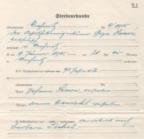 Deutsches Reich 1938 halotti anyakönyvi kivonat okmánybélyeggel