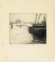 Gy. Sándor József (1887-1936): Laguna részlet (Velence). Rézkarc, papír, jelzett. 13x16 cm. Lap széle kissé foltos.