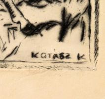 Kotász Károly (1872-1941): Lovasok. Rézkarc, papír, jelzett a karcon, hajtásnyommal, 17×13 cm