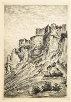 Jelzés nélkül (Krón Jenő?): Zsolnalitva/Lietava vára, Felvidék. Rézkarc, papír. 24x16,5 cm. Lapszéli kisebb sérülésekkel.