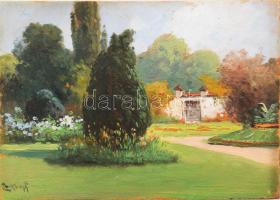 Zorkóczy Gyula (1873-1932): Virágzó park. Olaj, fa, jelzett. 12,5×18 cm