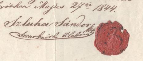 1844 (Zala)szentgróti keresztelőlevél viaszpecséttel