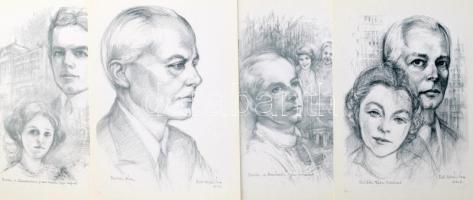 Rab-Kováts Éva (1943-): Bartók mappa, 2006. 4 db ofszet nyomat, karton, jelzett a nyomaton. Rab-Ková...