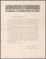 1929 Magyar Csekészszövetség hivatalos tájékoztatás Márton Lajos cserkészalbumának kiadásáról