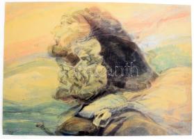 Orsós Ferenc (1879-1962): A táj arca, 1919. Akvarell, papír, jelzett. 32,5×46,5 cm