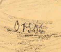 Orsós Ferenc (1879-1962): Hölgy cicával. Ceruza, papír, jelzett. Lap széle kissé foltos. 34×42 cm