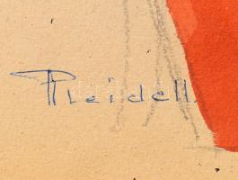 Pleidell János (1915-2007): Szent (Árpád-házi Szent Margit?). Akvarell, ceruza, karton, jelezve balr...