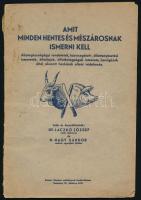 Laczkó József, N. Nagy Sándor: Amit minden hentes és mészárosnak ismerni kell Bp., é.n. Húsipari szakkönyvek. 42p. Illusztrációkkal. Kiadói papírborítóval, ragasztásnál elvált, gerincen kis szakadás.    Egyszerű és különleges téliszalámi, csabai, gyulai, bácskai, magyar és külföldi hentes-, kolbászáruk, tartósárúk, finomfelvágottak, sonka...állatbetegségek, stb ,