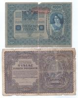 5db-os vegyes bankjegy tétel, benne: Ausztria 1919. (1902) 1000K vízszintes "DEUTSCHÖSTERREICH&...