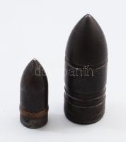 ca 1916 2 db I. világháborús lövedék 10 cm, 6,5 cm
