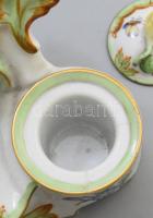 Herendi Viktória mintás toll- és tintatartó. Kézzel festett, jelzett, sérülésekkel sz: 17 cm
