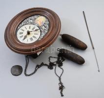 Parasztóra, litho Szűz Mária illusztrációval. Faragott fa. inga járatos, Öntöttvas súllyal 25x21 cm