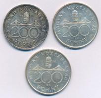 1992. 200Ft Ag "MNB" + 1993. 200Ft Ag "MNB" + 1994. 200Ft Ag "Deák" T:AU,XF, patina Adamo F13, F13.1