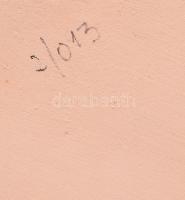 MV. jelzéssel: Népviseletes kerámia baba. Kézzel festett, jelzett, sorszámozott. 19 cm