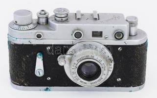 Zorkij-2C fényképezőgép, Indusztár 50 f: 1:3,5 objektívvel, bőr tokkal, kereső prizmát állítani kell...
