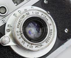 Zorkij-2C fényképezőgép, Indusztár 50 f: 1:3,5 objektívvel, bőr tokkal, kereső prizmát állítani kell...