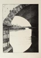 Antero Olin (1948-): "A Hortobágynál". Litográfia, papír, jelzett, számozott (19/20). 37,5x28,5 cm