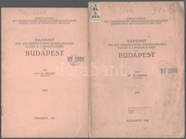 Szilber M.: Rapport sur les observations sismologiques faites a l'Observatoire de Budapest. 1930-1931. (2 füzet). Publications de l'Observatoire sismologique de Budapest. Bp., 1932, Földrengési Obszervatórium, 17 p.; 16 p. Francia nyelven. Kiadói tűzött papírkötés, intézményi bélyegzőkkel, az egyik füzet foltos borítóval, a másik felvágatlan lapokkal.