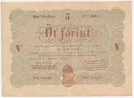 1848. 5Ft barna nyomat "DD:l. 35586" "Kossuth bankó" T:F szép papír Adamo G109A